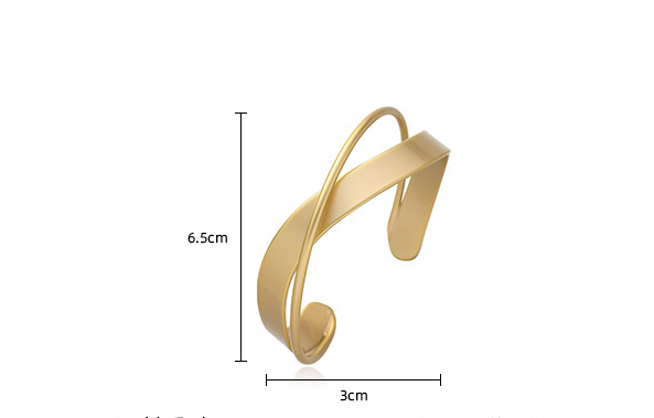Gold-Plated Wave-Cross Bangle – Lightweight Women’s Fashion Bracelet