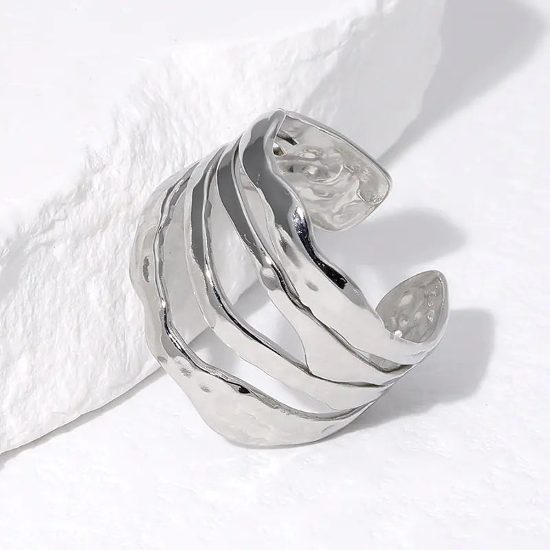 Irregular Stainless-Steel Ring – Adjustable Gold or Steel