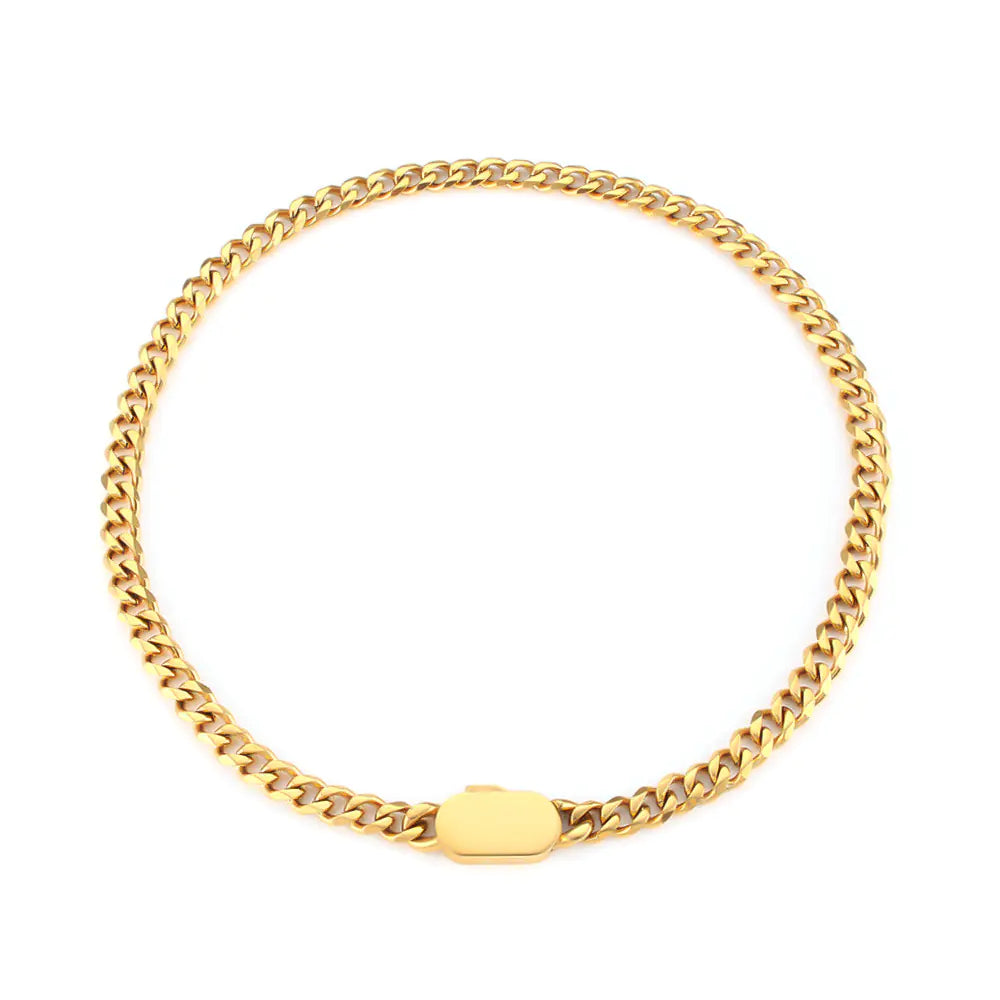 Gold chain bracelet on a white background