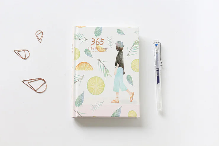 Notebook with a colorful design on a white background
