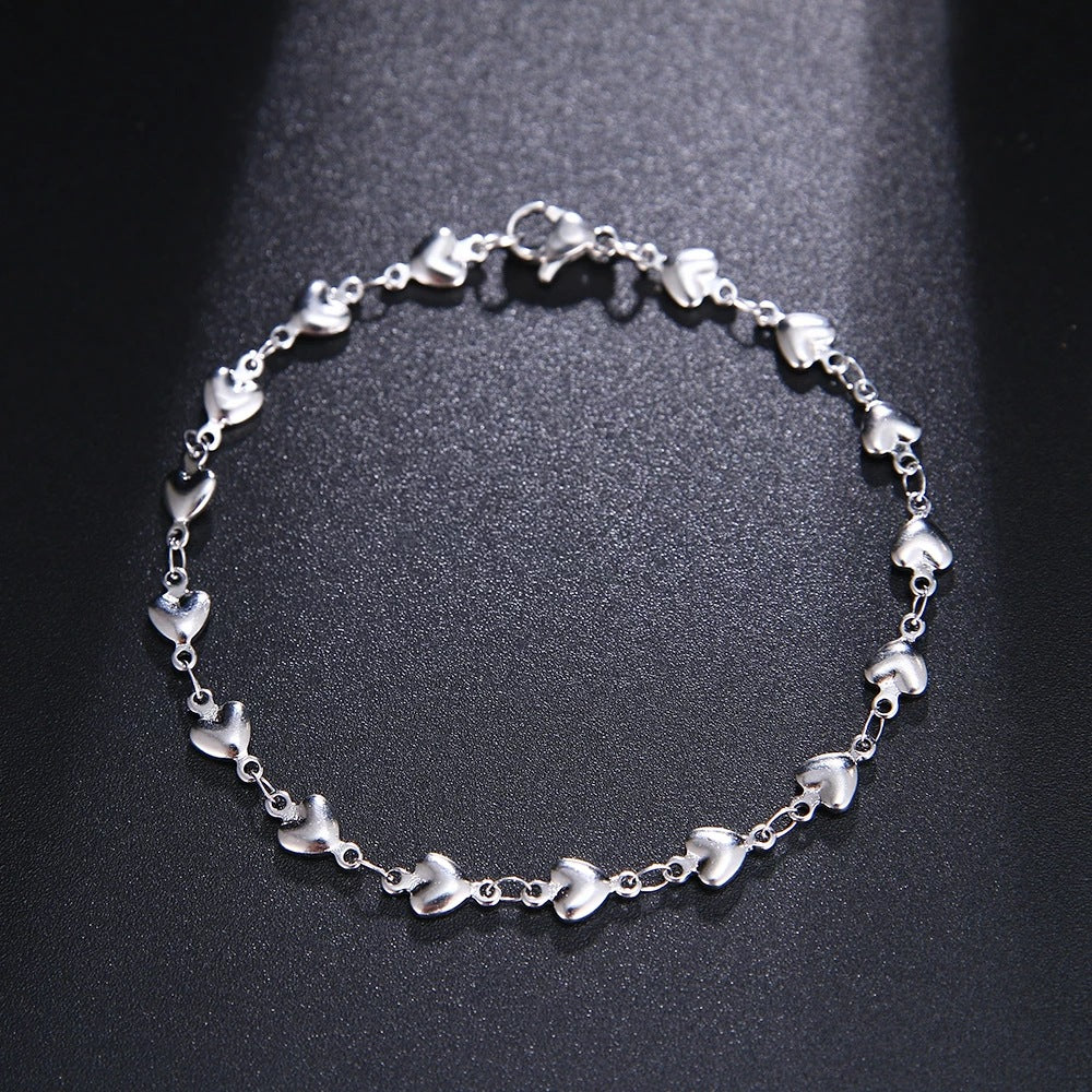 18 K Gold-Plated “Multi-Heart” Chain Bracelet – Gold or Silver Finish
