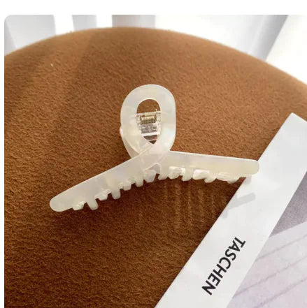 Clear plastic clip on a brown leather surface with 'TASCHEN' branding.