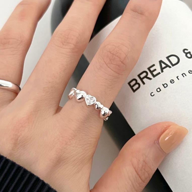 Adjustable Heart-Shape Ring in 925 Sterling Silver – Fits EU 52 · 53 · 54