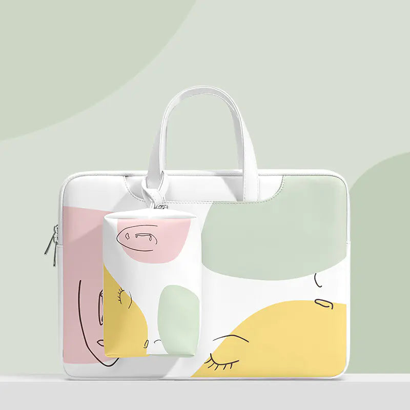 Clear handbag with cartoon pig design on a light green background