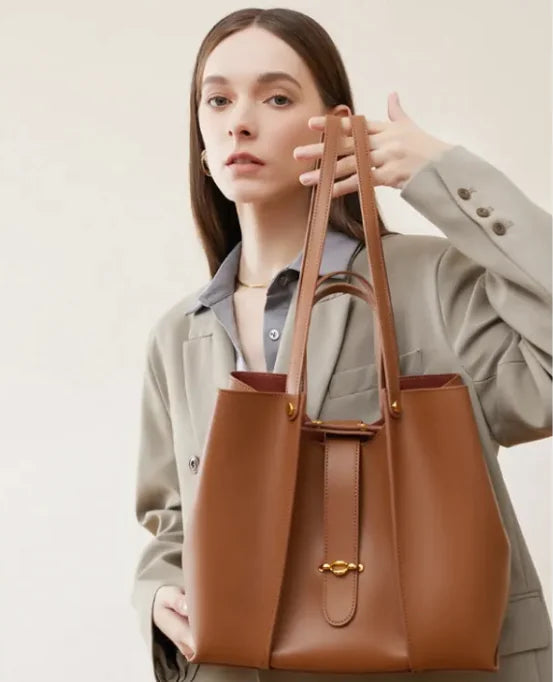 Premium Cowhide Leather Tote Bag – Elegant & Everyday Ready