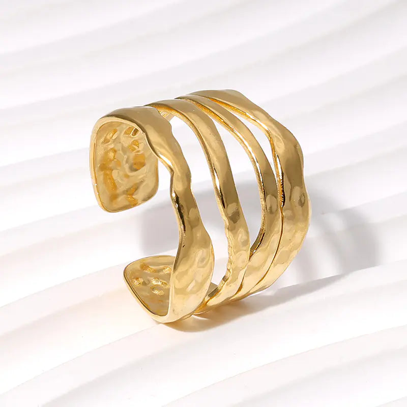 Irregular Stainless-Steel Ring – Adjustable Gold or Steel