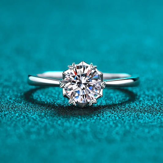 Diamond ring on a teal textured background