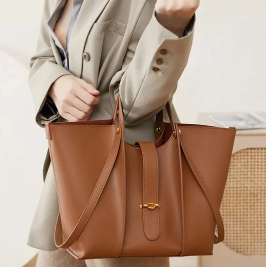 Premium Cowhide Leather Tote Bag – Elegant & Everyday Ready