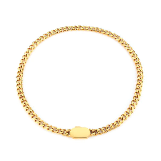 Gold chain bracelet on a white background
