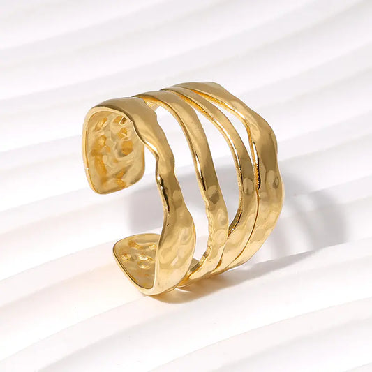 Irregular Stainless-Steel Ring – Adjustable Gold or Steel